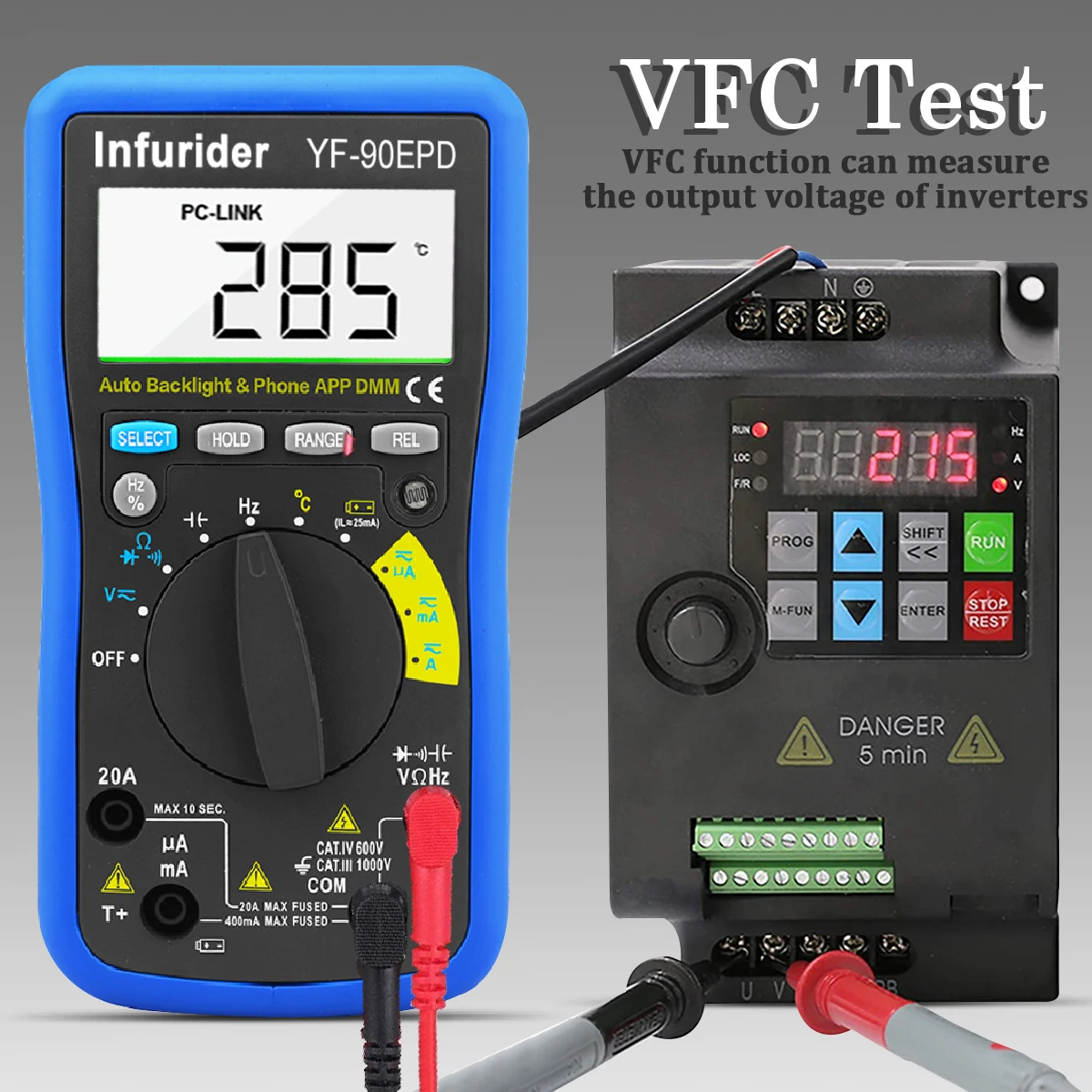 HoldPeak90EPD Smart Digital Multimeter with Bluetooth APP Control, Auto-Ranging True RMS Tester for AC/DC Voltage & Current