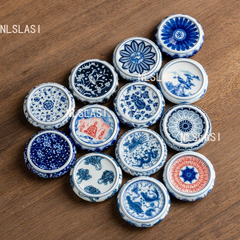 1pcs Ceramic Circular Insulation Pad Chinese Blue and White Porcelain Cup Cushion Kung Fu Tea Cup Mat Small Tea Tray Saucer