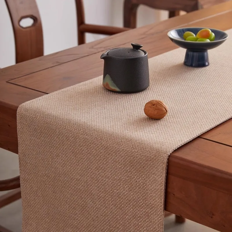 Chinese Tea Table Waterproof Table Flag Zen Linen Tea Tablecloth Extra Long Tea Ceremony Mat Cloth