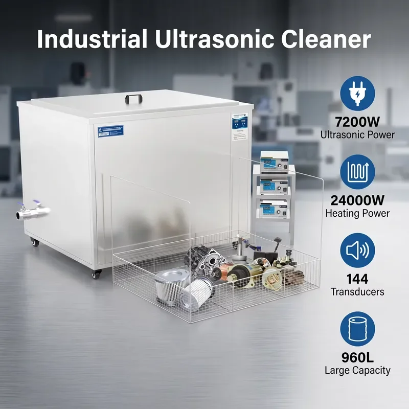 for 960L Super Large Ultrasonic Cleaner with 144 Transducers 7200W 40KHz Timed Stainless Steel Ultrasonic Cleaner