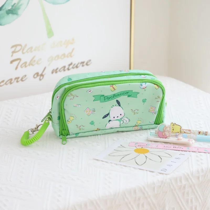 Trousse à Crayons Double Couche de Grande Capacité, Trousse Cosmétique, Dessin Animé Sanurgente Cinnamoroll Melody Kuromi Pochacco