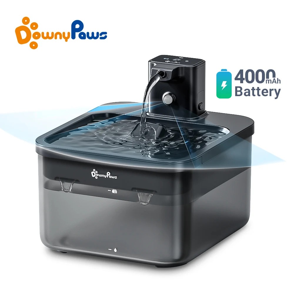 

DownyPaws 2.5L Wireless Cat Water Fountain Battery Operated Automatic Pet Water Fountain with Motion Sensor Dog Water Dispenser