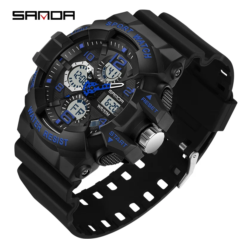 

SANDA Men Military Watches White Sport Watch LED Digital 50M Waterproof Watch Men Multifunction Clock Relogio Masculino