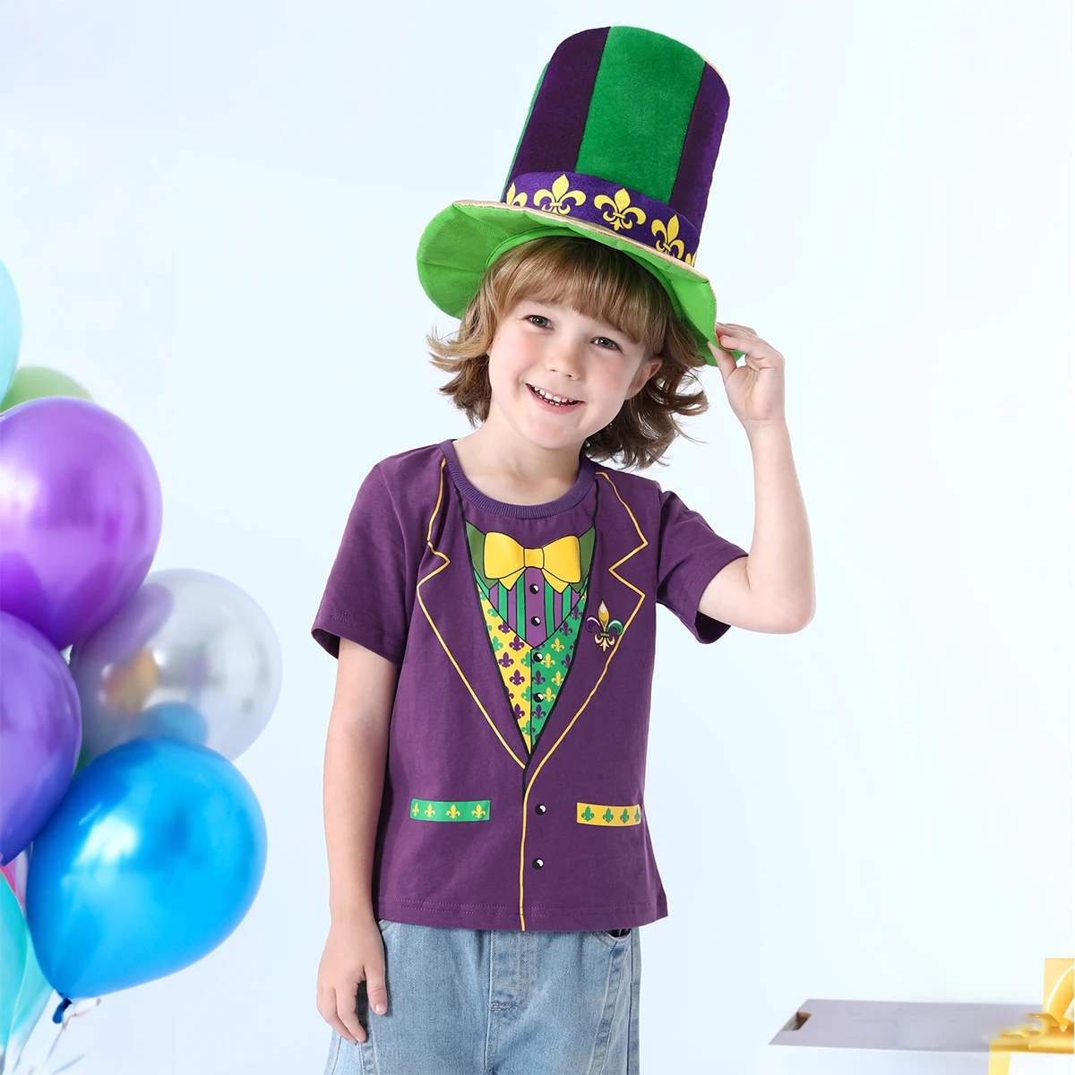 Toddler Boys Mardi Gras Hat for Kids Carnival  Cap Funny Girl Clown Hats Cosplay Props Birthday Party Accessories Festival 1-5T