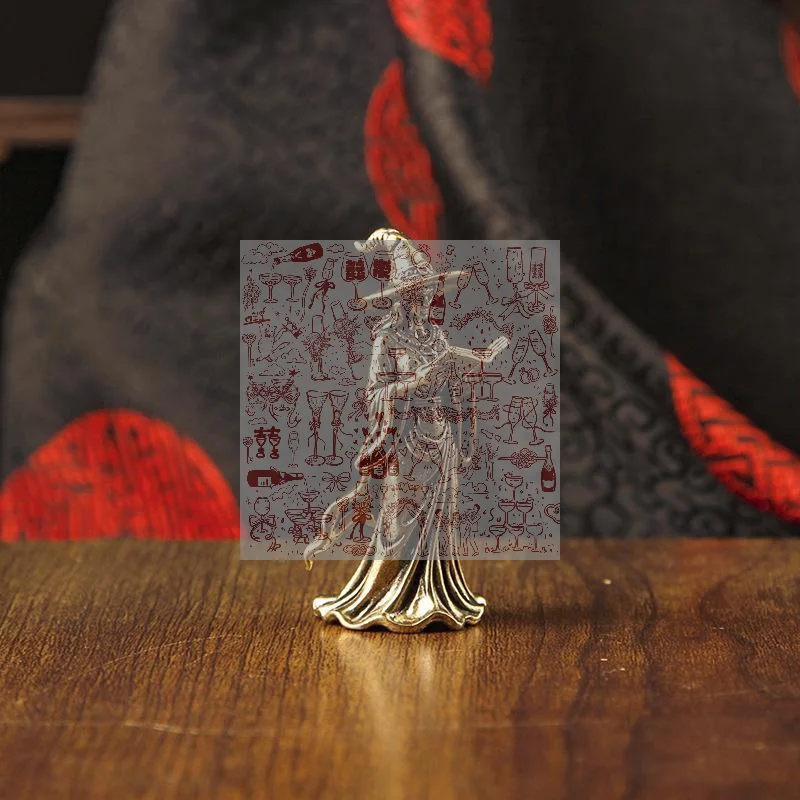 Brass Magic Witch Figurines Miniatures Desktop Ornaments Retro Metal Models Small Statue Home Decorations Crafts Accessories