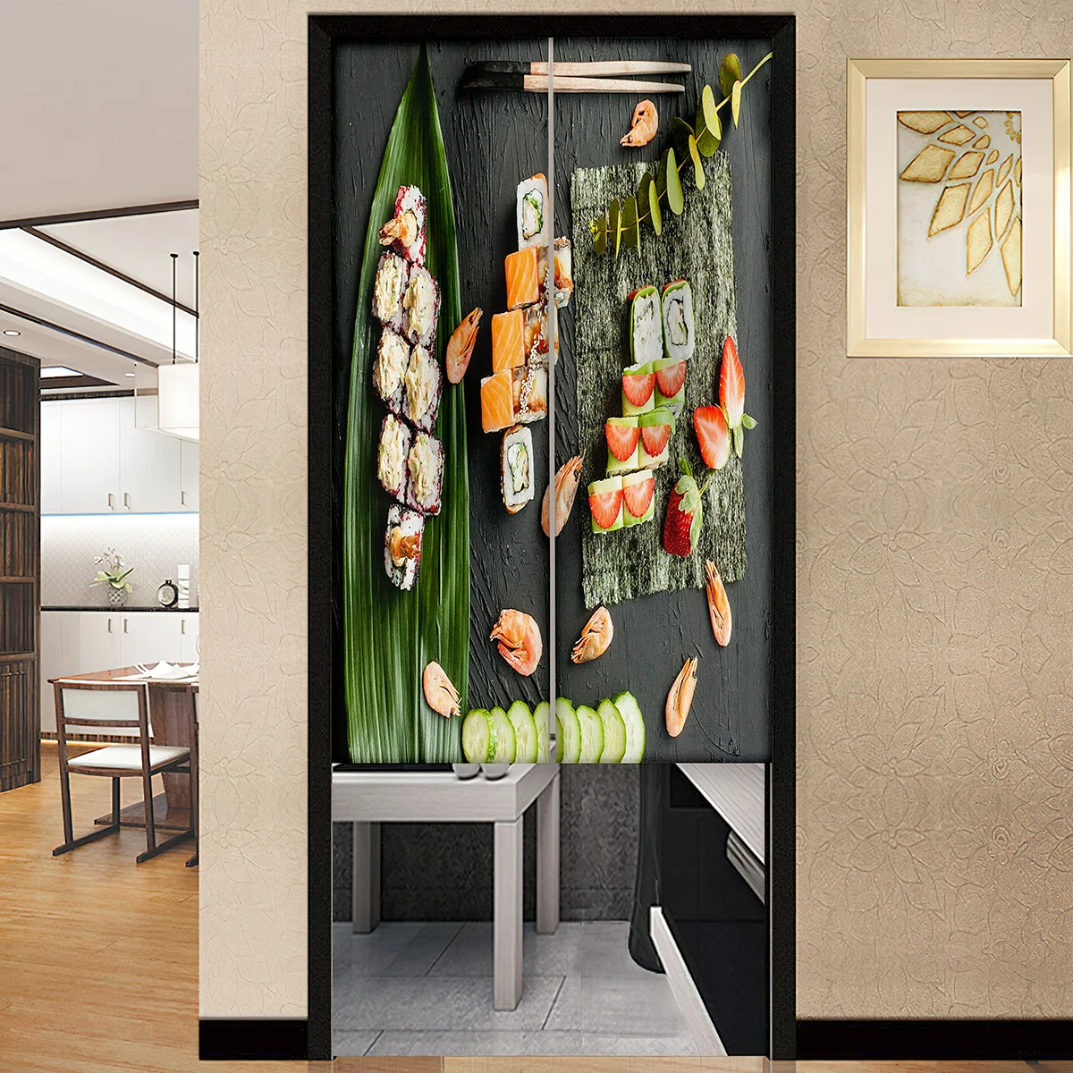 Sushi Japanese Food Fruit Door Curtains Bedroom Kitchen Living Room Partition Home Entrance Wc Hanging Half-Curtains Decoration