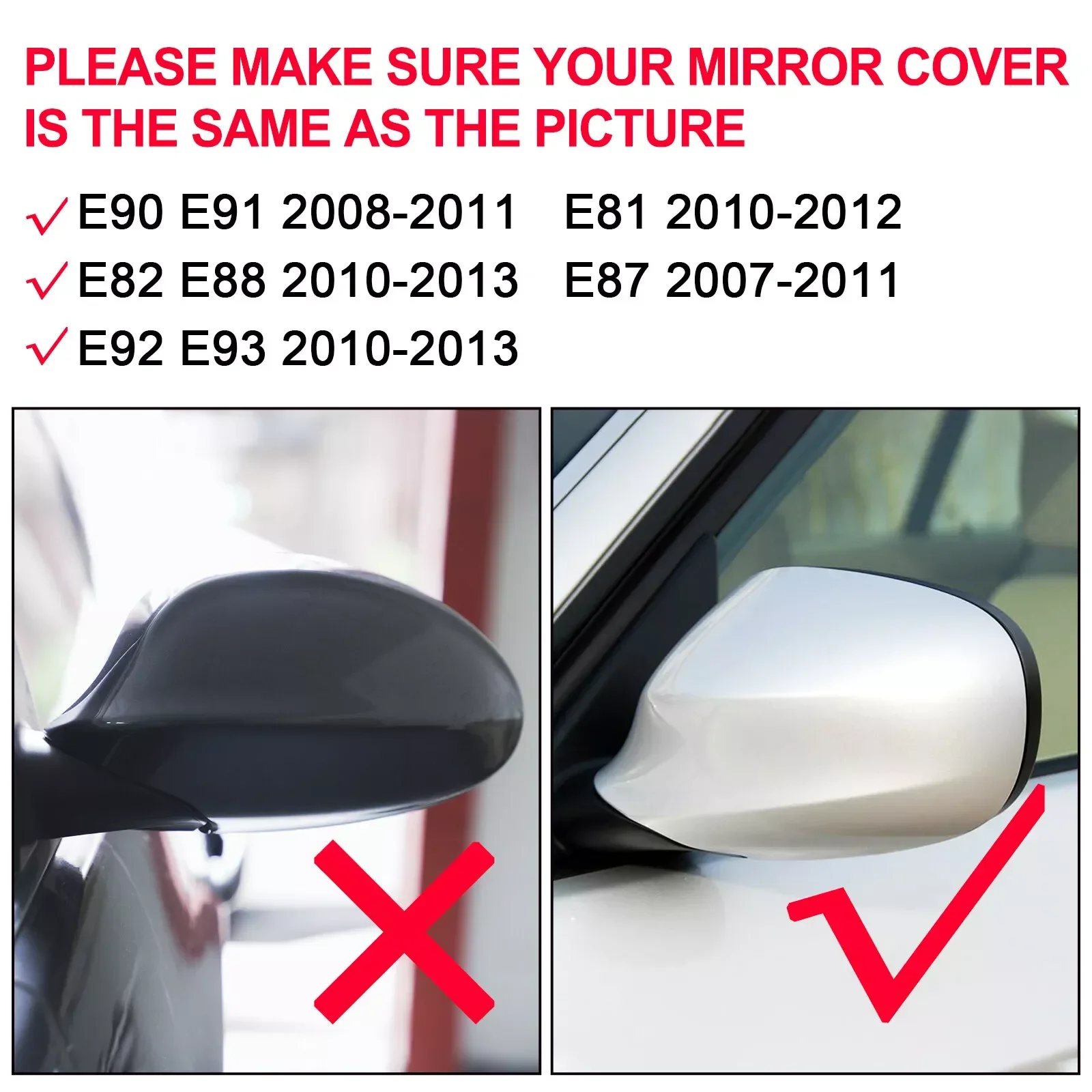 For BMW E90 LCI 328i 335i 2009-2012 ABS Car Rearview Side Mirror Cover Wing Cap Exterior Door Housing Trim Replacement Parts