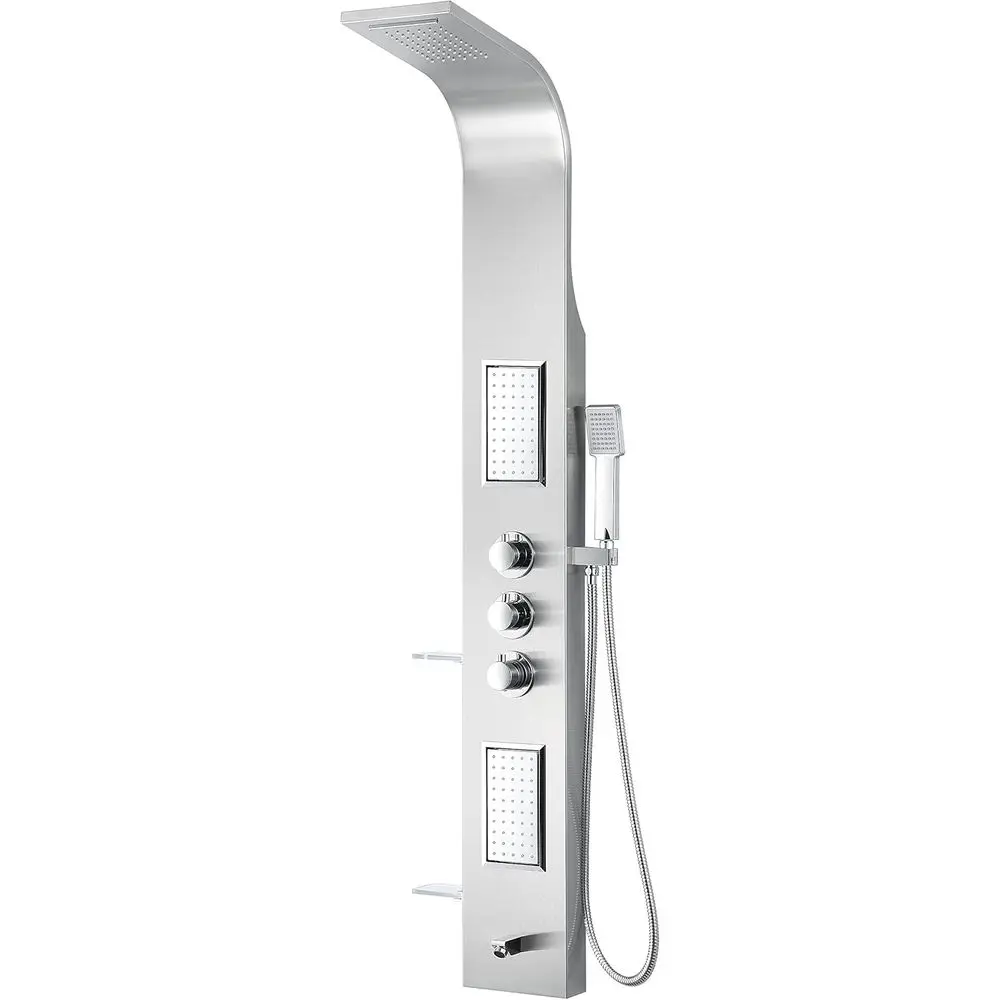 

Shower Panel Tower, Field 58 inch Long Turbo High Pressure Shower Head and Detachable Handheld Spray Rainfall Shower Panel in Br