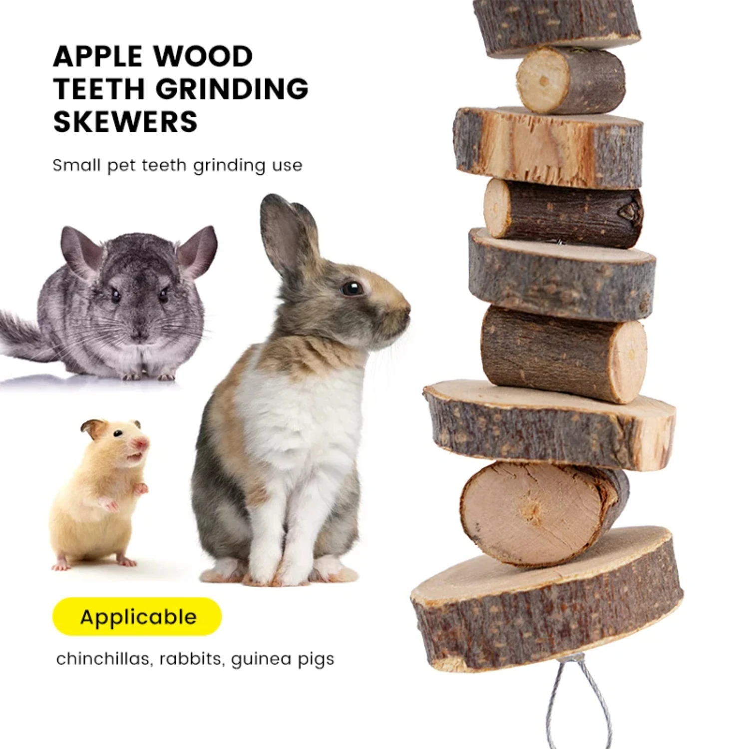 Natural Wood Chew Toy for Small Pets