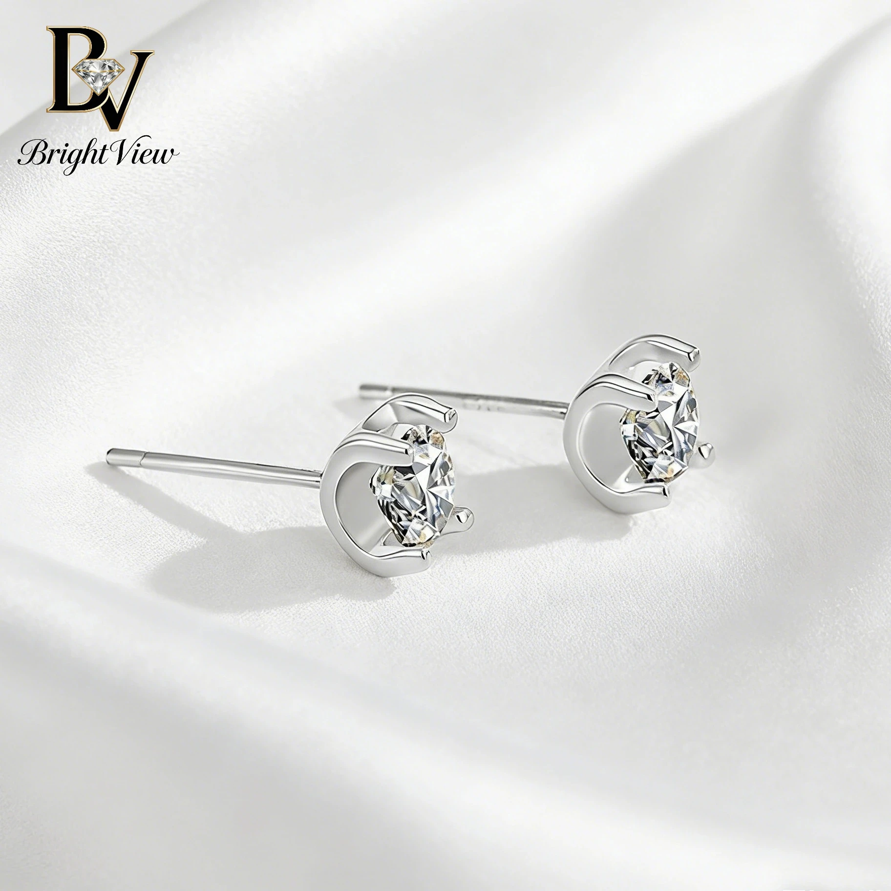 

S925 Silver Four Prong Moissanite Little Sugar Cube Stud Earrings Dainty Sparkling Earrings for Women Real S925 Silver Jewelry