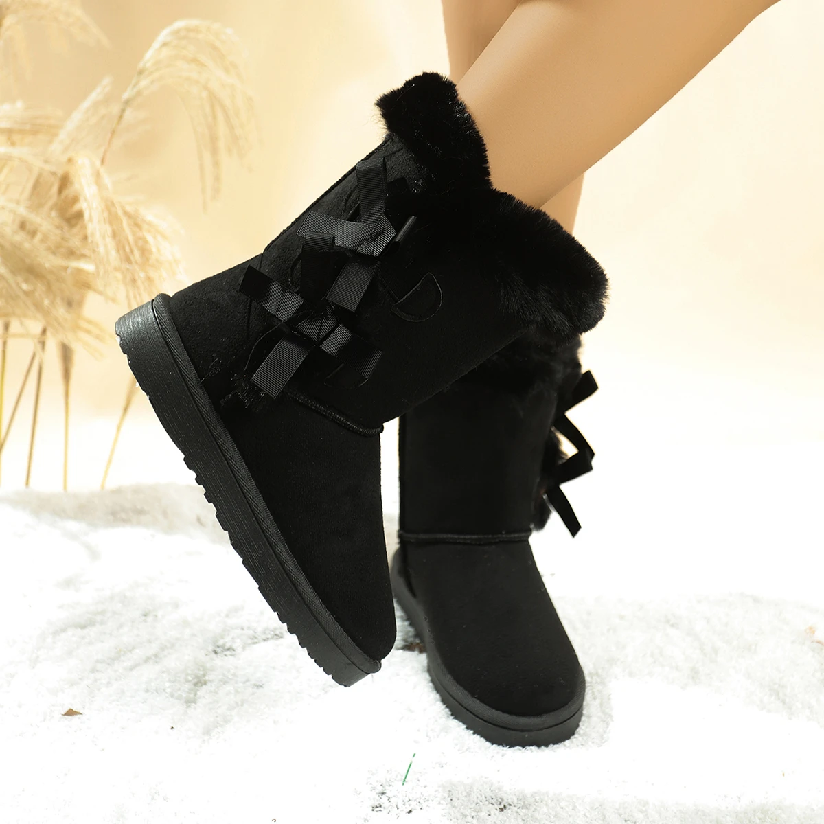 

Зимние сапоги до середины икры, толстая плюшевая толстая подошва, модная однотонная женская обувь на пуговицах, 2025 г., классические коричневые высокие сапоги в стиле ретро