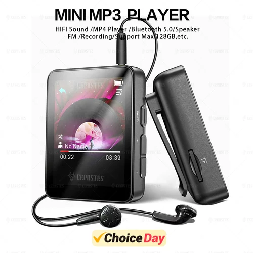 2025New reproductor MP3 de alta fidelidad Bluetooth Clip de Metal Mini Walkman reproductor de música deportivo portátil reproductor Mp4 con FM/altavoz/libro electrónico/grabadora
