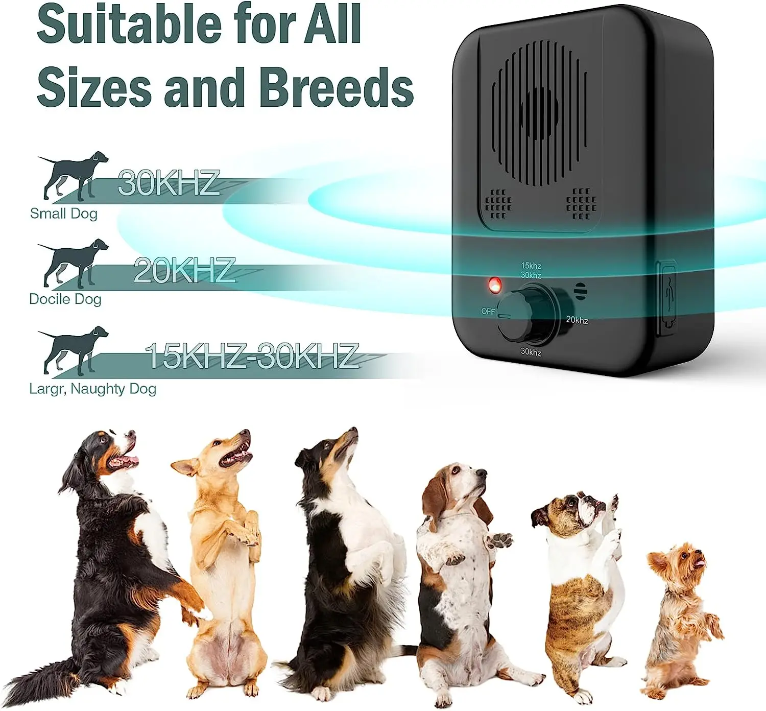 Automatic Ultrasonic Dog Repeller Anti-Barking Device Dog Barking Control Stop Barking rechargeable Device Outdoor Bark Silencer