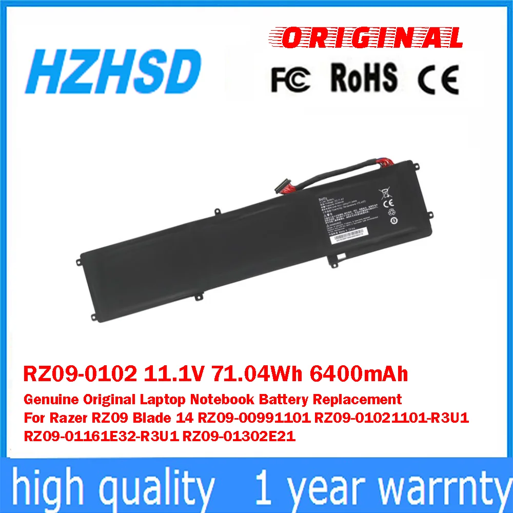 

RZ09-0102 11.1V 71.04Wh 6400mAh Genuine Original Laptop Notebook Battery Replacement For Razer RZ09 Blade 14 RZ09-00991101