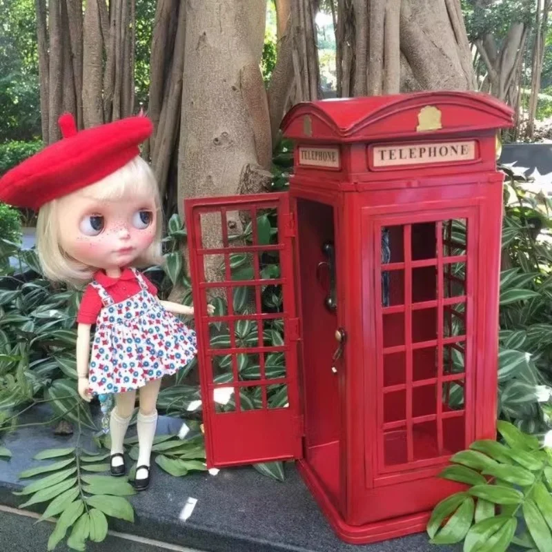 

1/6 1/8 Doll House Model Furniture Accessories Retro Telephone Booth Bjd Ob11 Gsc Blyth Soldier Lol Dollhouse Miniatures Props