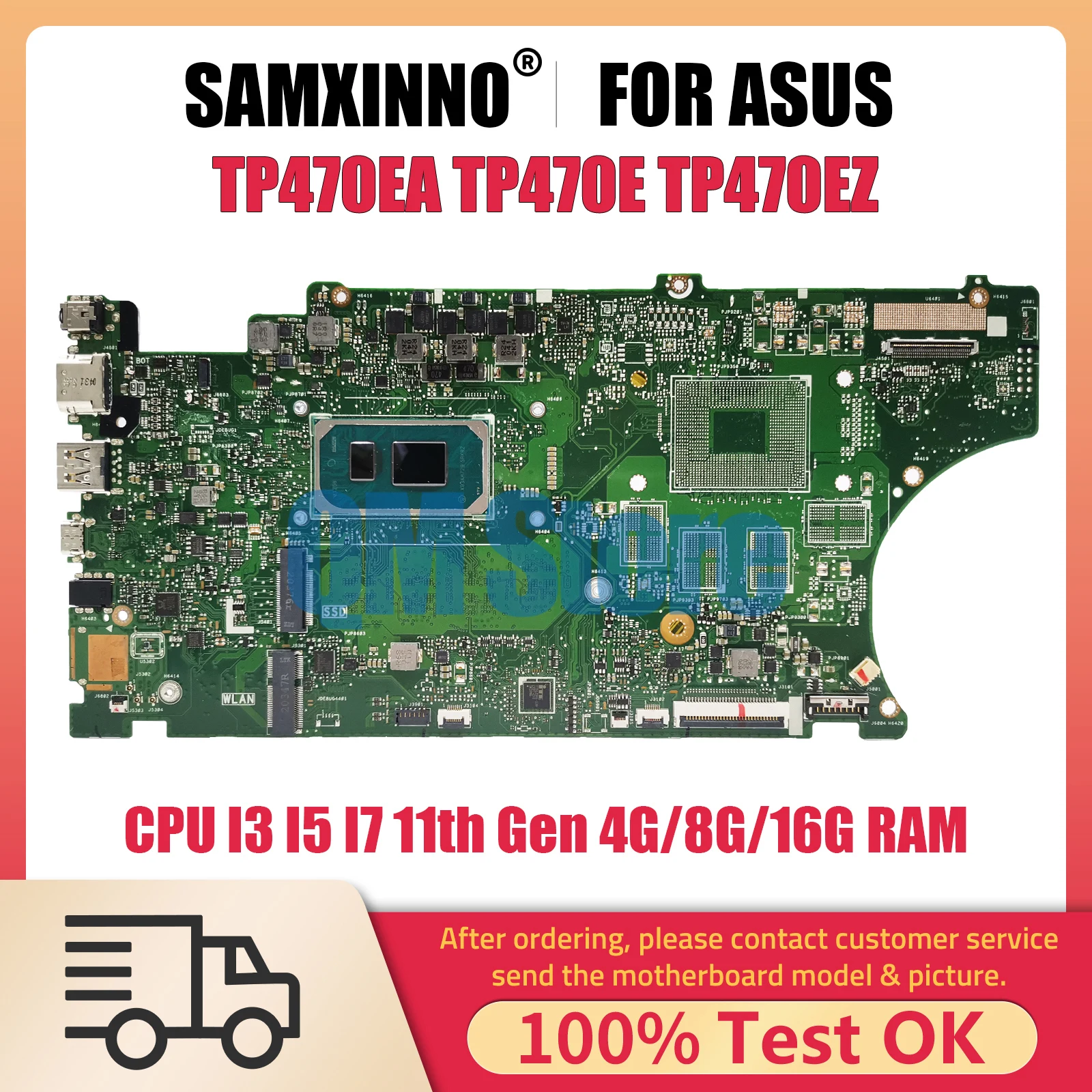 

TP470EA Notebook Mainboard For ASUS VivoBook Flip TP470E TP470EZ Laptop Motherboard CPU I3 I5 I7 11th Gen 4G 8G 16G RAM