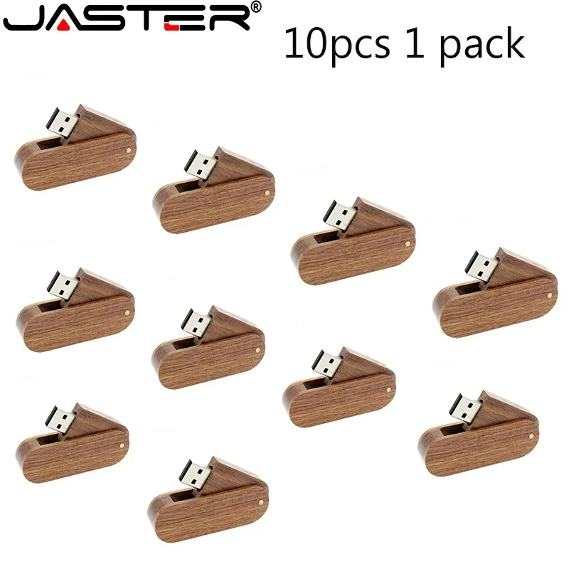 JASTER Wooden Rotating USB 2.0 128GB U Disk 4GB 8GB 16GB Memory Stick 32GB Pen Drive 64GB Flash Drive Free Logo 10 Pieces 1 Pack