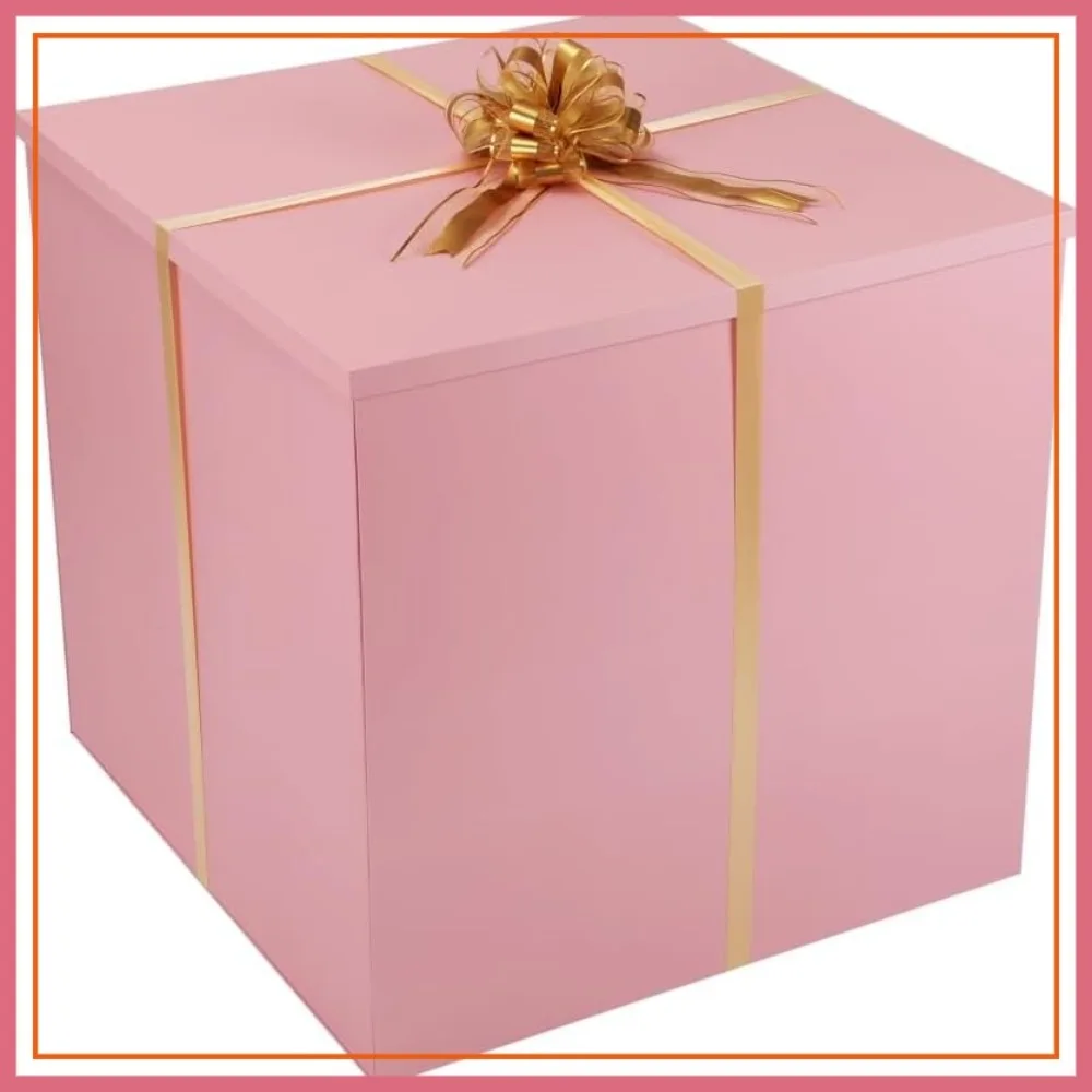 

Large Gift Box with Lid 28x28x28 Inches, Pink Giant Gift Box for Gender Reveal, Birthday Surprise, Christmas, Wedding Party