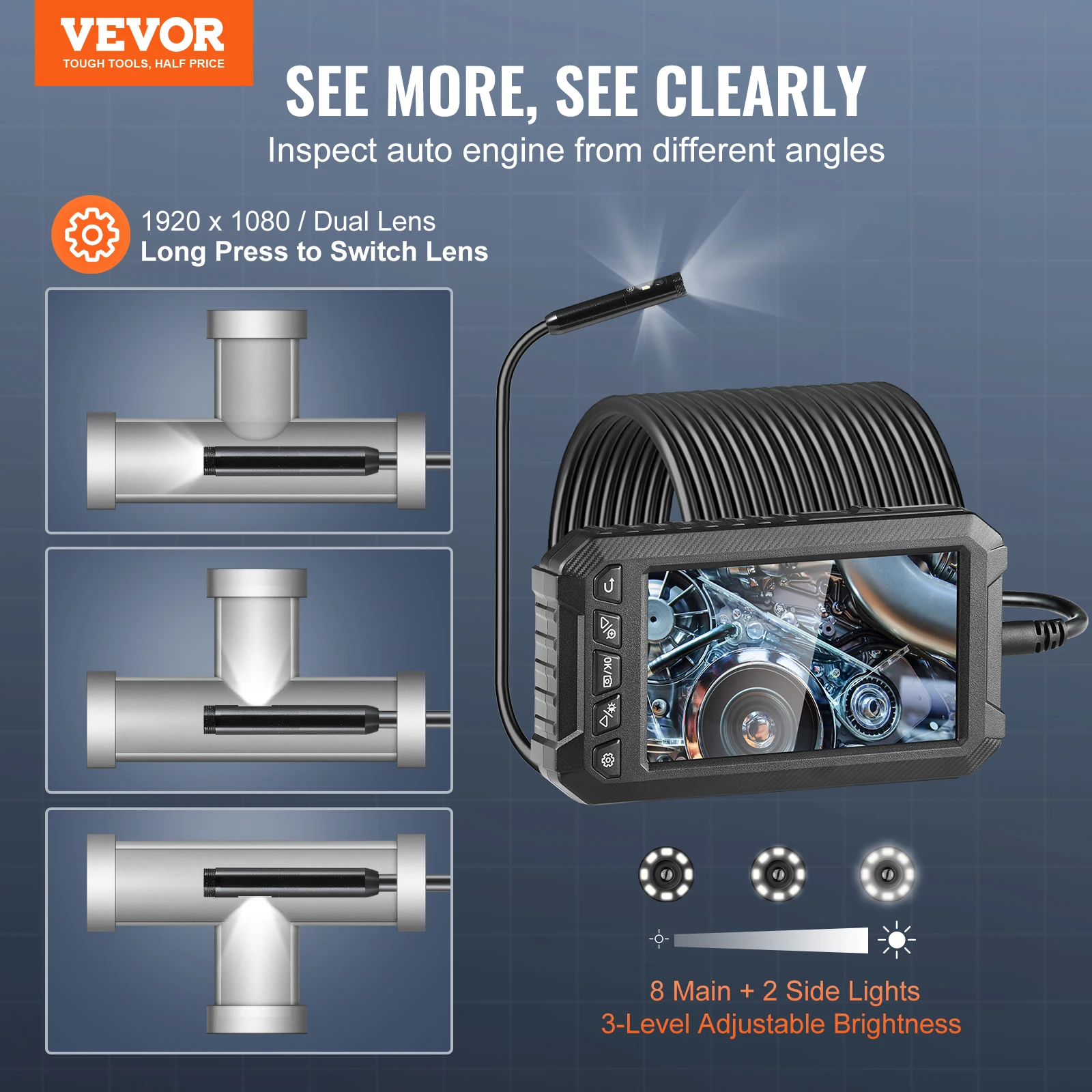 VEVOR Endoscope Camera Dual Lens Borescope 5