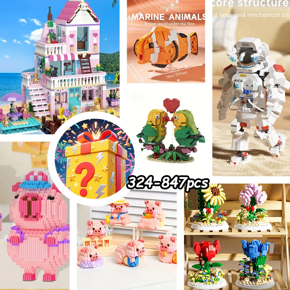 

Random building block blind boxes, each box is a unique surprise. Open and assemble the little surprises