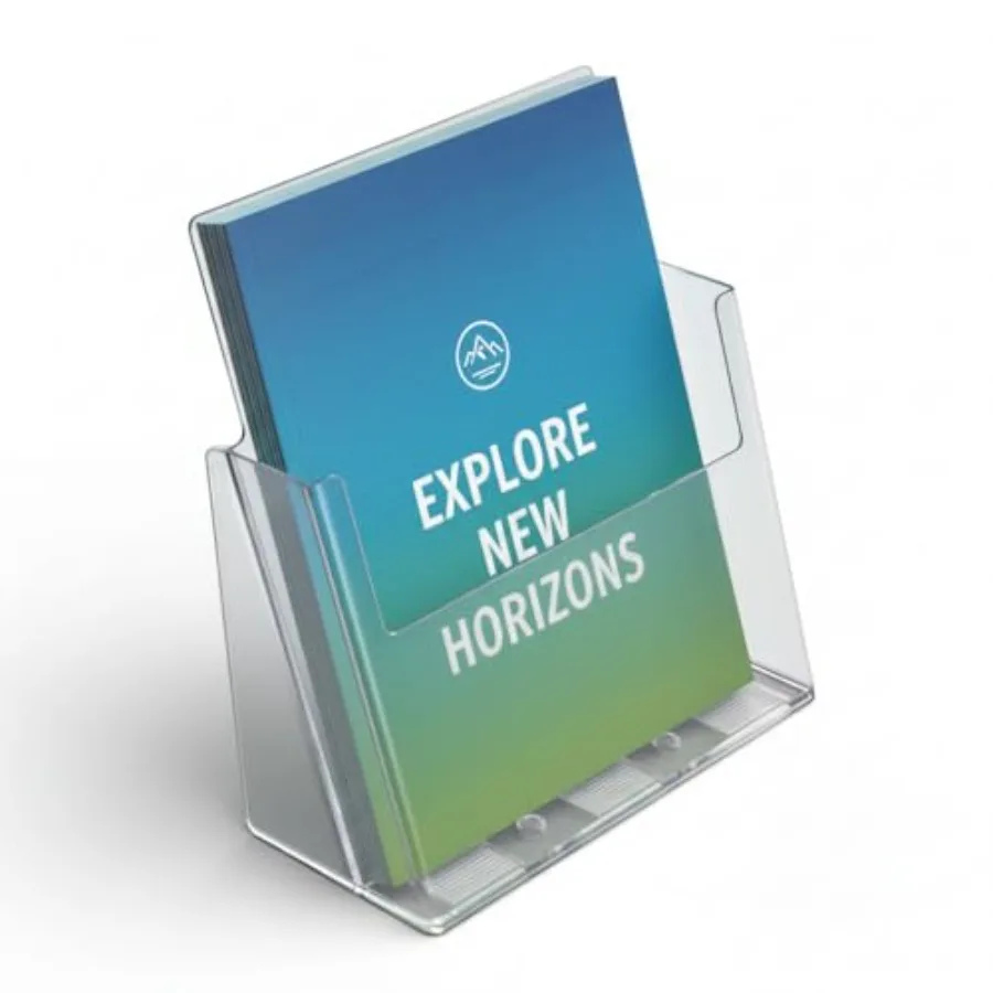 252385-1PK Clear Acrylic Letter-Sized Brochure Holder Wall Mount or Countertop Display for 8.5" x 11" Flyers, Magazines, and Pa