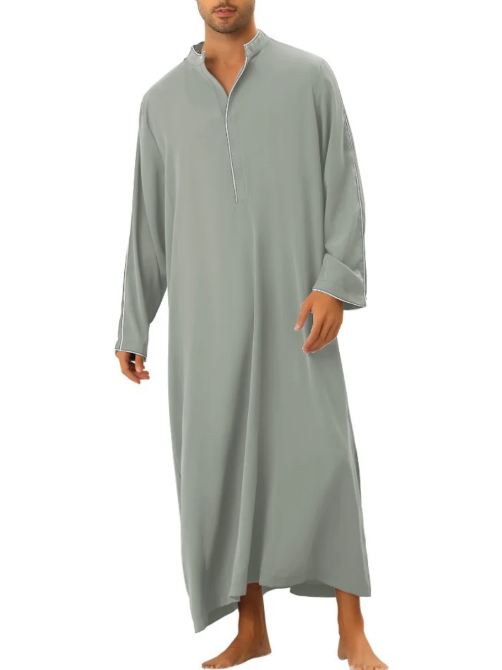 Arab Men's Casual Simple Long Robe irt Muslim Loose Fit Daily Wear Polyester Blend Fiber Thin Model Spring Season All Year
