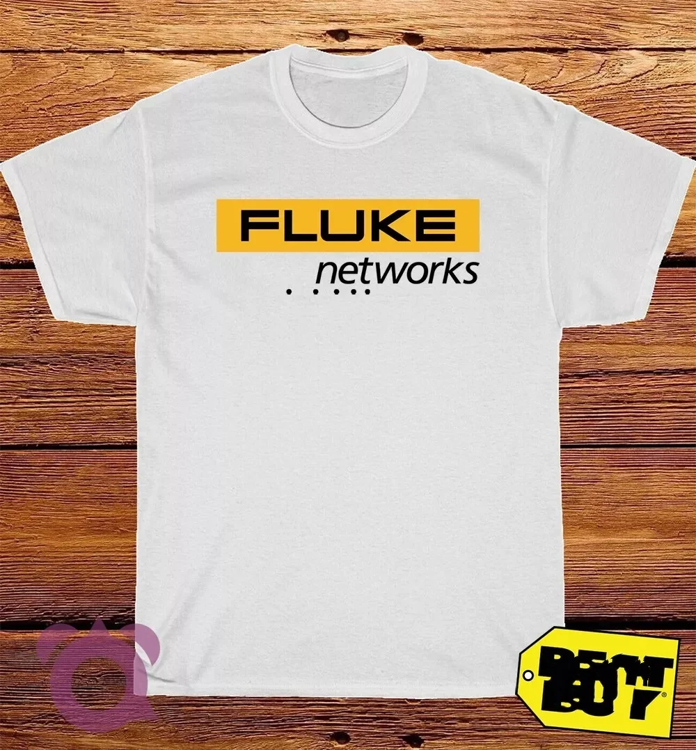 

2025 Summr Black/Gray/Navy/White T-shirt Fluke Networks Printed Cotton Round Neck T-shirt for Men and Women