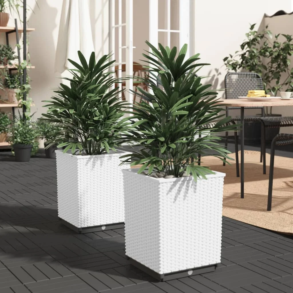 Pflanzgefäße 2 Stück Weiß 30 x 30 x 37 cm aus Polypropylen Außendekoration, Anbautöpfe, Gartendekoration