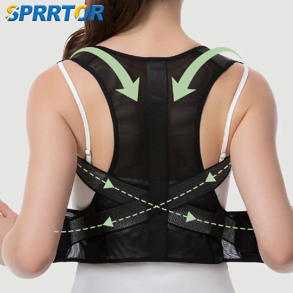 Adjustable Posture Corrector Vest, Reinforced Back Support Brace with Shoulder Straps for Spine & Lumbar Posture Correction