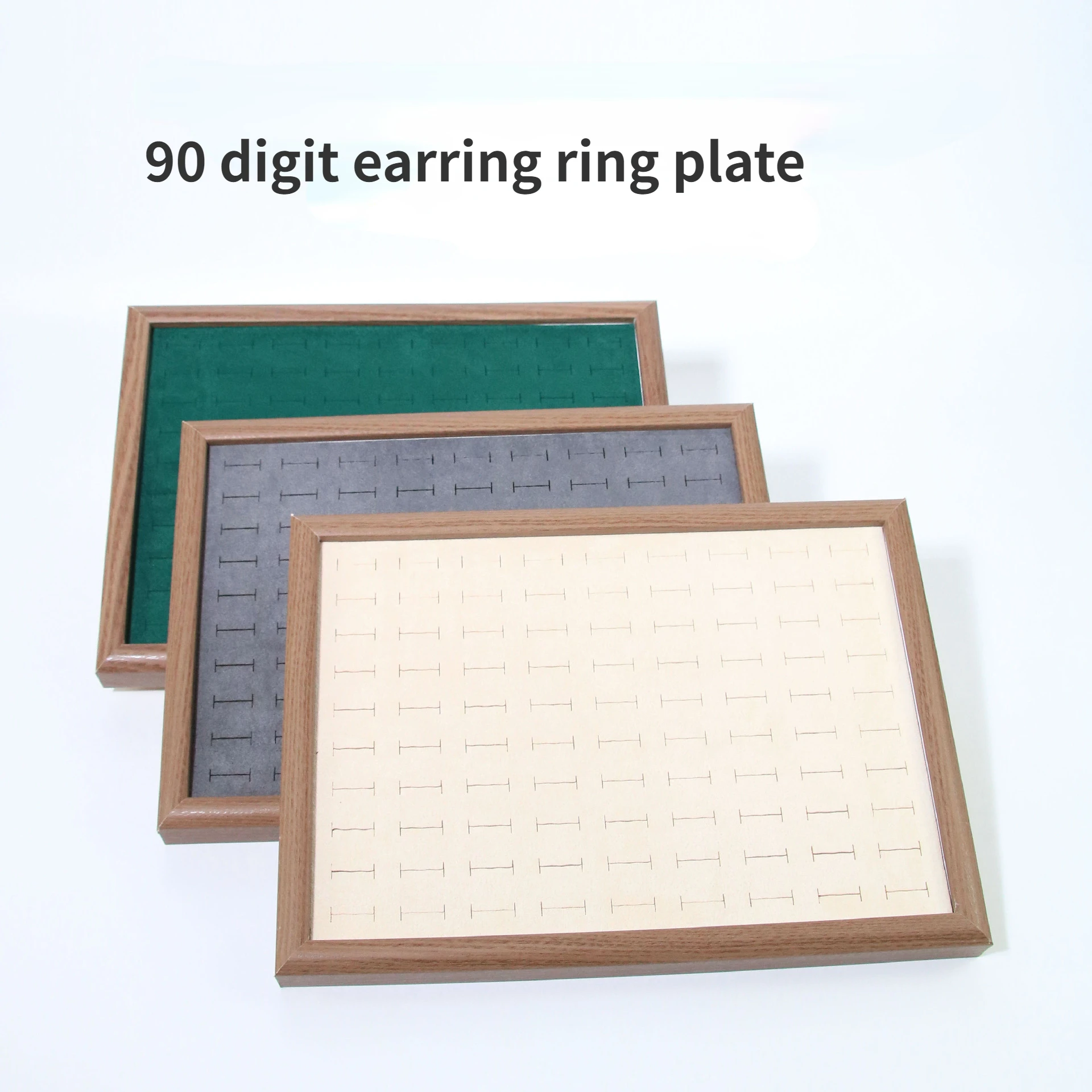 Wood Jewelry Plate 99 digit Ring Display Tray Ear Stud Storage Box Jewelry Display Prop Ring Earring Organizer