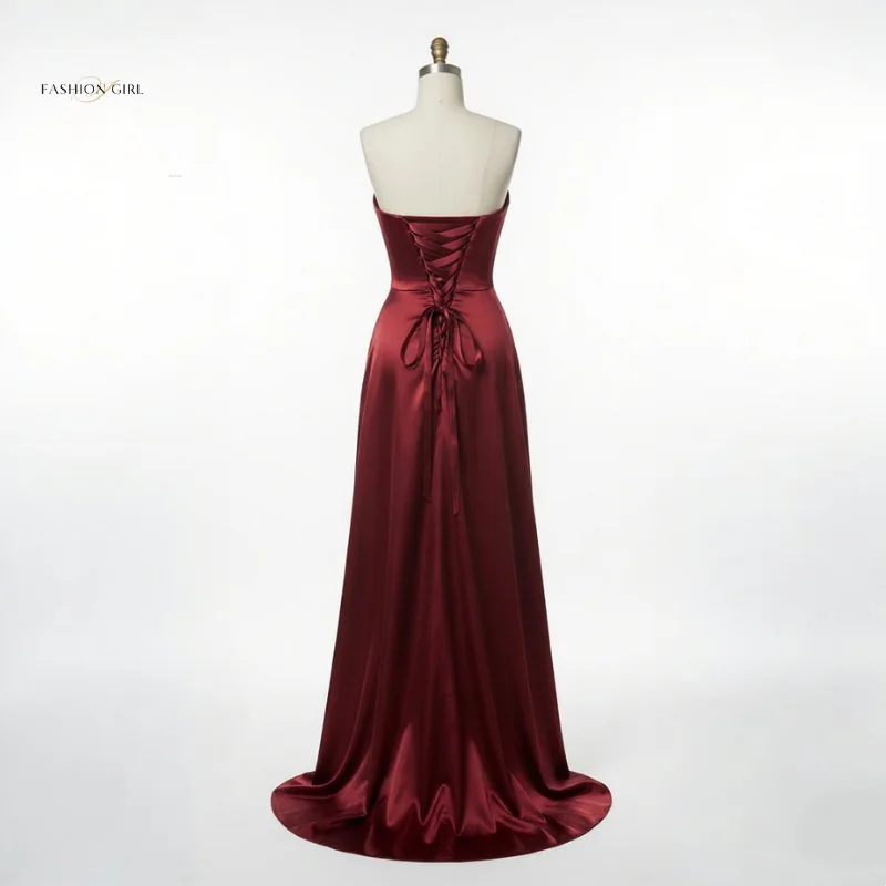 ชุดเดรสค็อกเทลสีไวน์แดง ปักลายสวยงาม คอเสื้อทรงหัวใจ ชุดสำหรับแขกงานแต่งงาน กระโปรงทรงเอไลน์ ชุดราตรี