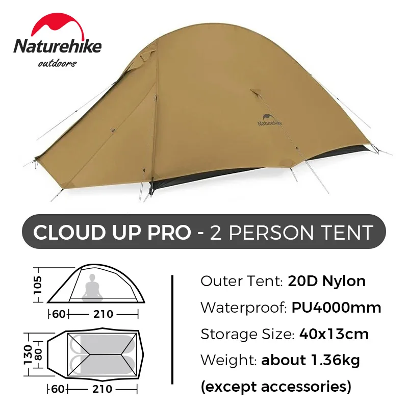 Naturehike Campingtent Cloud Up PRO 1 2 3 Ultralichte draagbare opvouwbare wandelzelt Outdoor winddichte reistrekkingtent