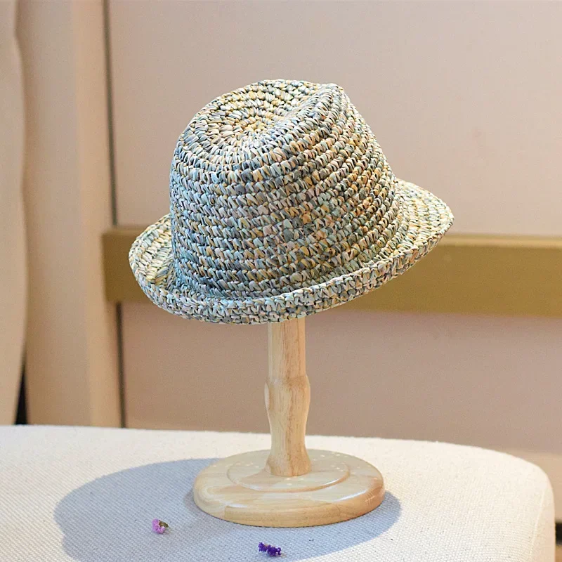 

Spring/Summer Women's Colorful Jazz Hat | Handmade Crochet Straw | Foldable Sun Protection