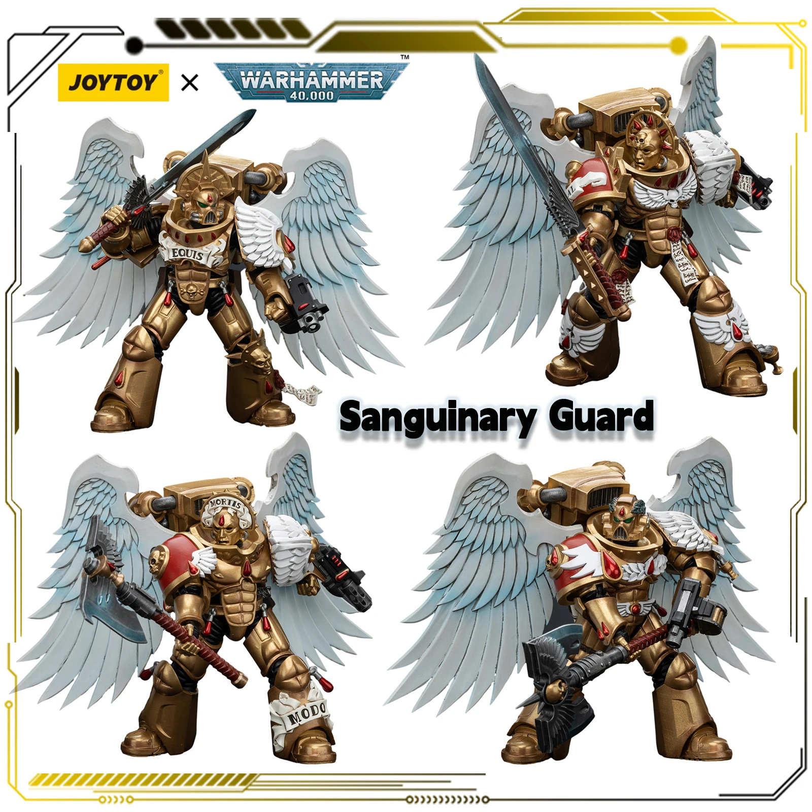 

JOYTOY Warhammer 40000 1/18 Action Figure 12.2cm Blood Angels Sanguinary Guard with Encarmine Axe/Encarmine Sword/Inferno Pistol
