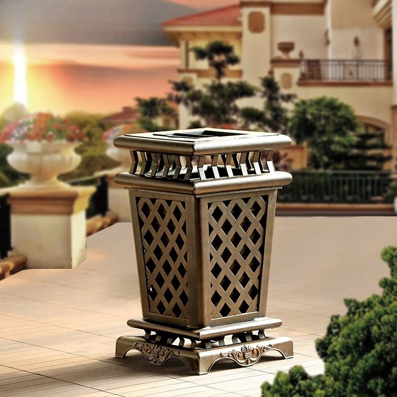 

Outdoor trash can cast aluminum waterproof sunscreen villa terrace swimming pool courtyard scenic spot public place fruit