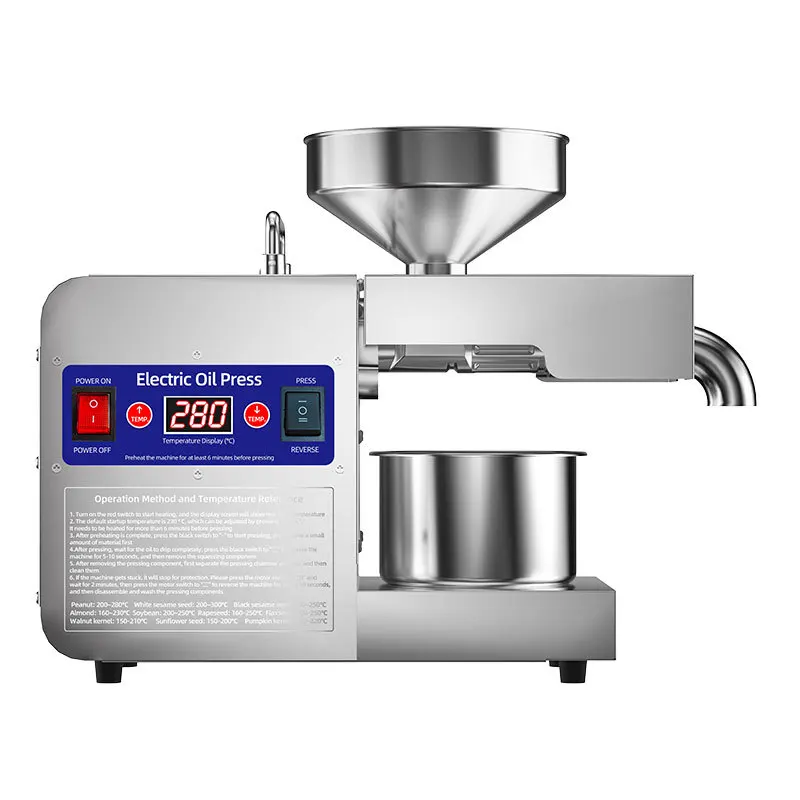 Upgraded Oil Press Machine with Smart Temperature Control, Stainless Steel Home Oil Extractor for Peanut Sesame, Small Commercia