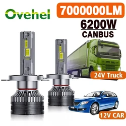 OVEHEL H7 H4 H11 LED Headlight 6200W 7000000LM High Power Canbus H1 H8 9005 HB3 9006 HB4 HIR2 Lamp 6000K 12V Car Light 24V Truck