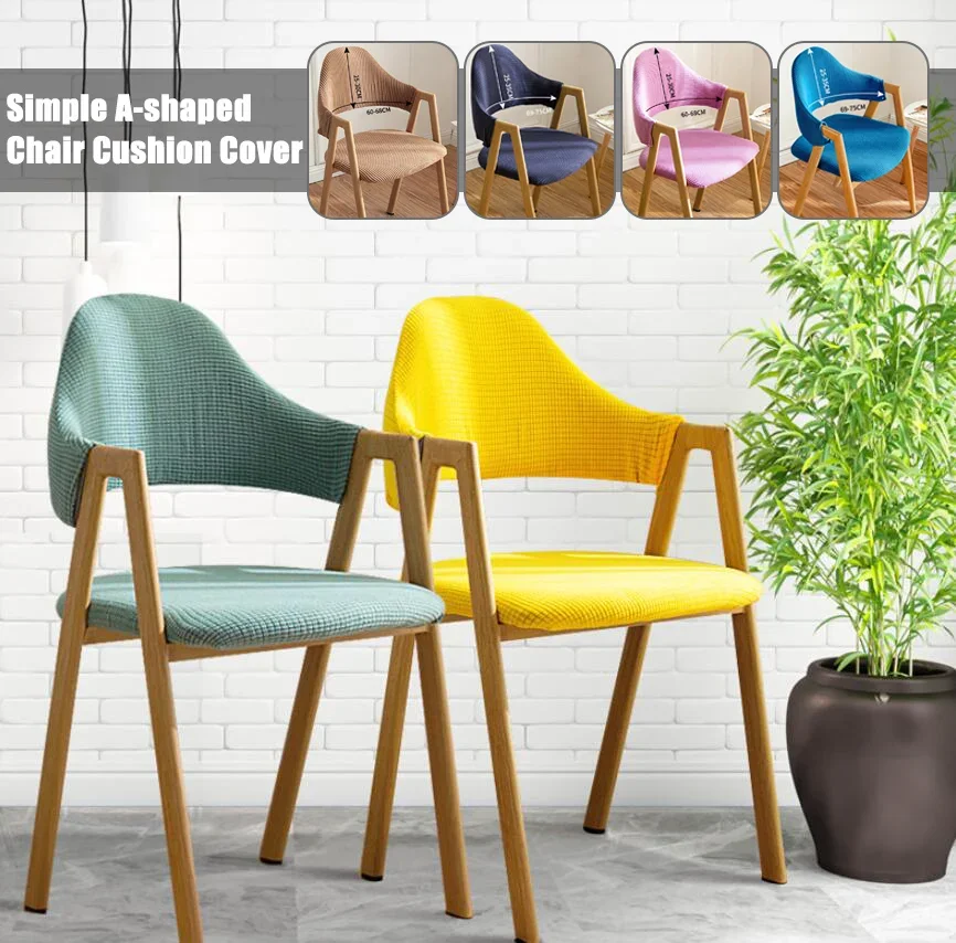 Solid Color Curved Chair Cover Hollow Back Arc Armchair Covers Cafes Dining Chair Covers Dining Room Kitchen Office Home Decor