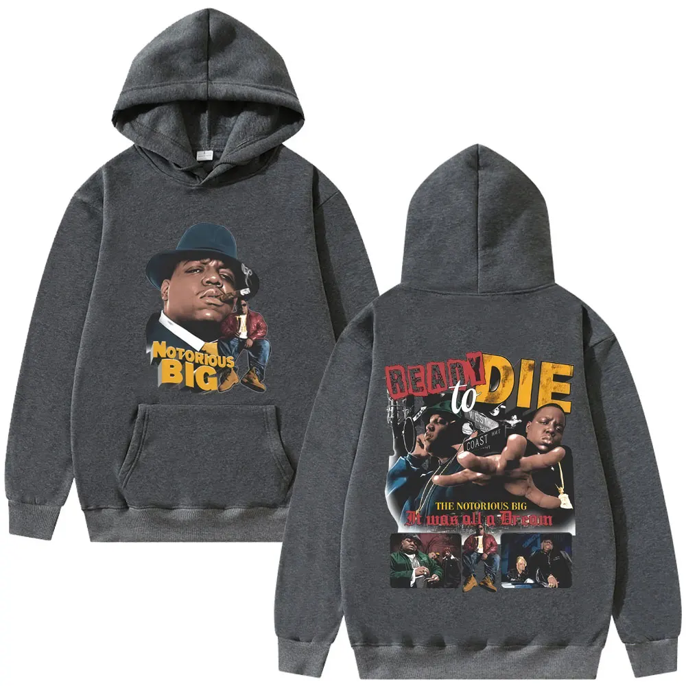 Rapper o notório grande pronto para morrer álbum hoodie biggie smalls streetwear masculino feminino hip hop vintage pulôver de grandes dimensões hoodies