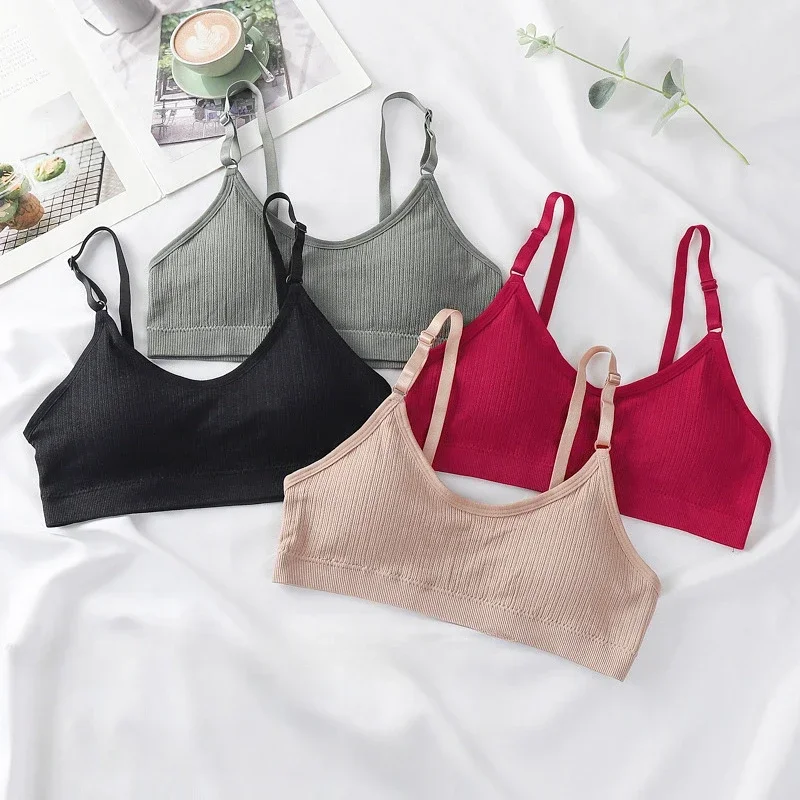 リブシームレスブラジャー女性のためのコンフォートチューブトップ下着女性の小さなカップワイヤレスブラジャー取り外し可能なパッドランジェリー下着