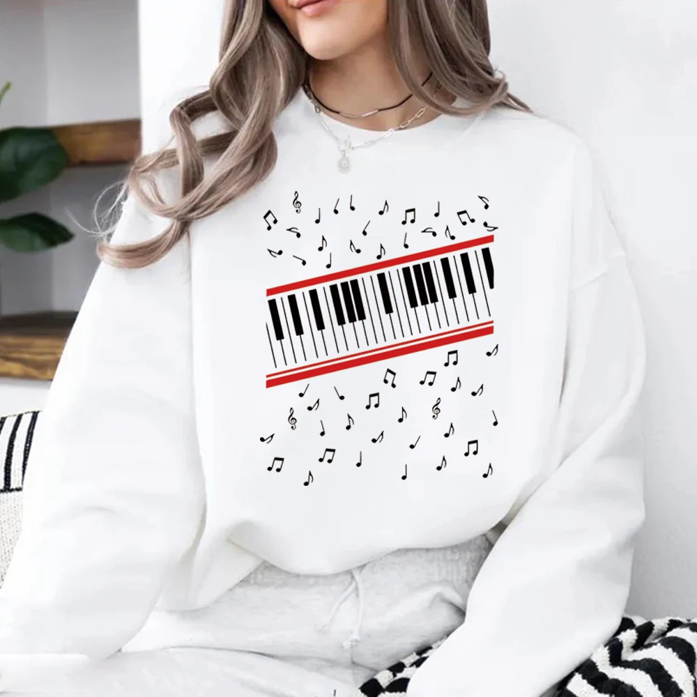 MJ Beat It Piano Keys Sweatshirt King of Pop Music Pullover Harajuku Y2k Shirt Retro Sweater Unisex Long Sleeve Sweatshirts