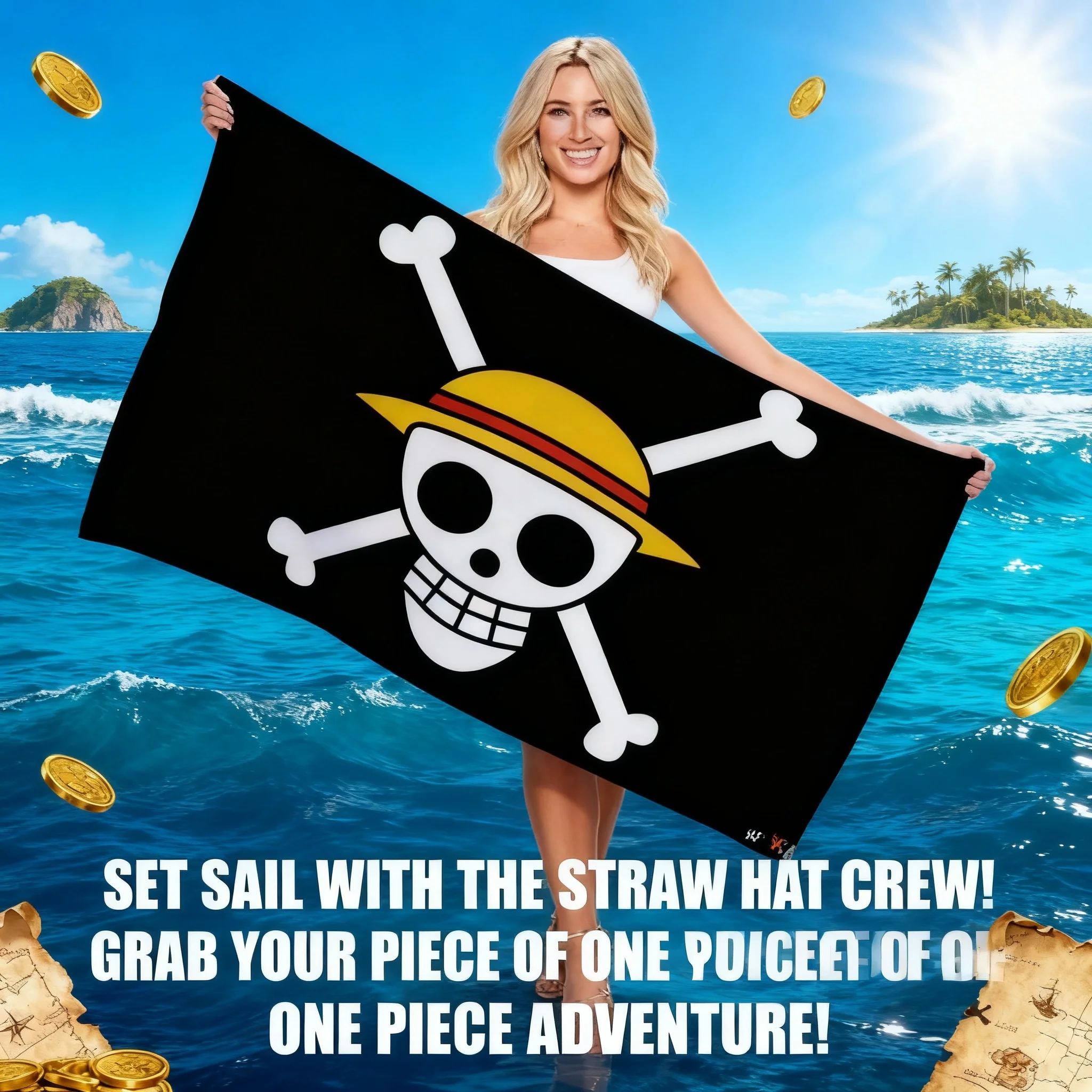 

One Piece Luffy Straw Hat Pirates Skull Flag Wall Decor Anime Banner Painting Home Bedroom Boys Girls Children Birthday Gift