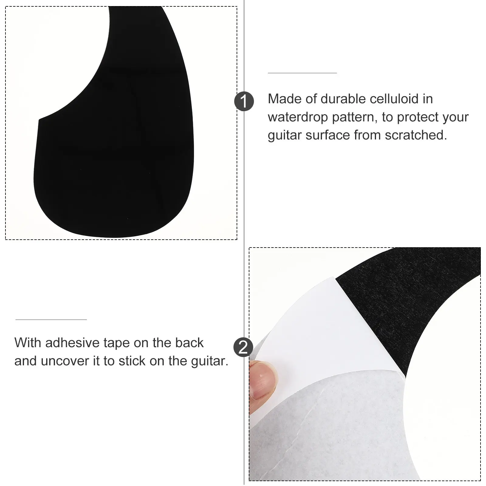 Black Adhesive Waterdrop Acoustic Guitar Pickguard Celluloid Scratch Resistant Surface Protector Guitar Accessory