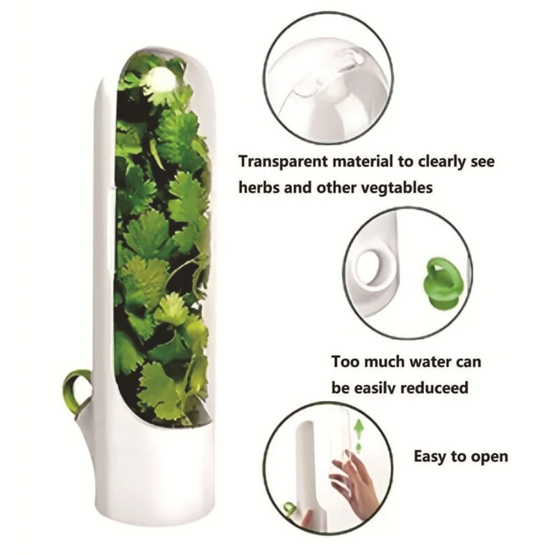 1PC White Fresh Herb Saver Storage Container with Vanilla Preserver Vegetable Keeper for Refrigerator Kitchen
