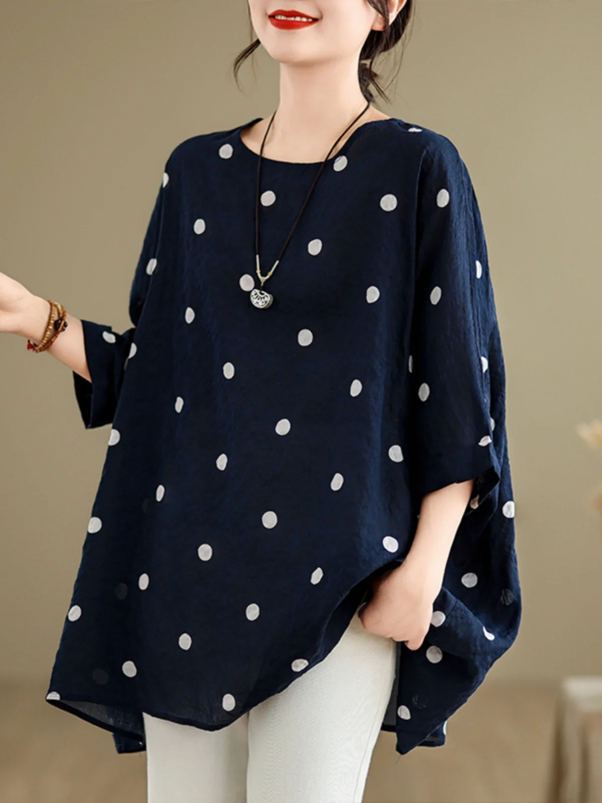 قميص قطني كتاني بمقاسات كبيرة بأكمام خفاشية، تصميم فضفاض يُنحف الجسم، موديل صيفي جديد للنساء ذوات المقاسات الكبيرة، نمط عملي ...