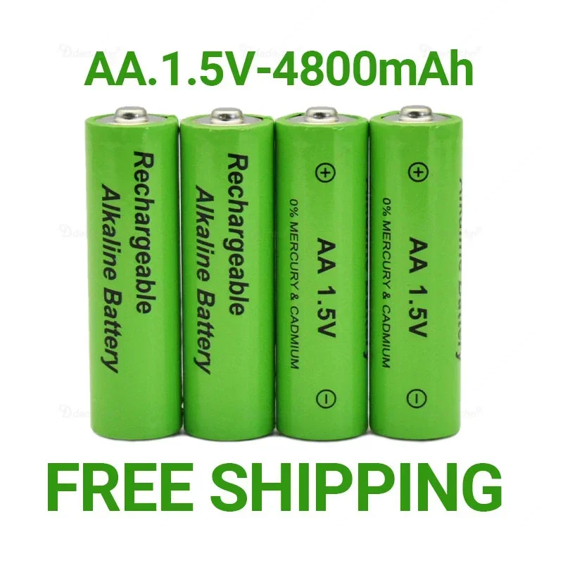 Free Shipping 1.5V AA Battery 4800mAh Rechargeable Battery NI-MH 1.5 V AA Battery for Clocks Mice Computers Toys So On