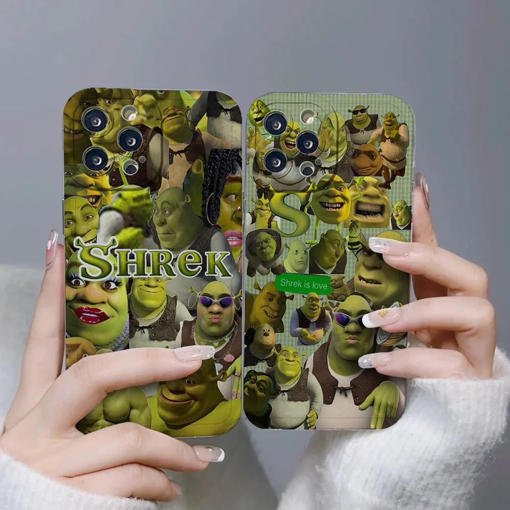 Cartoon Funny Movie S-ShrekS Phone Case For IPhone 11 12 13 14 15 Plus Pro Max Anger Eyes Silicon Clear Soft Cover