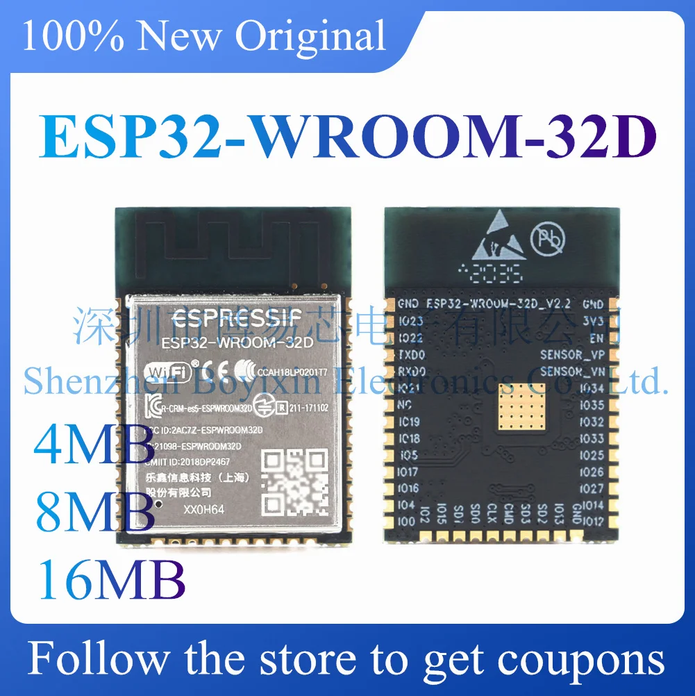 

Original and authentic ESP32-WROOM-32D dual-core WiFi & Bluetooth MCU module IoT wireless module.4MB.8MB.16MB.