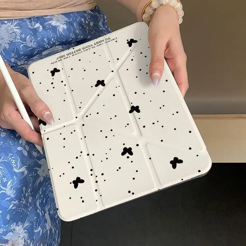 Ink-wash Butterfly 3+Y Fold Case for IPad Pro 12 9 Case 7 8 9th 10.2 Funda Cover Pro 13 Air3 10.5 10th 10.9 Pro11 A16 11th 2025