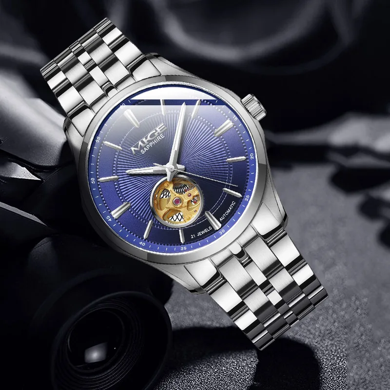 ساعات MIGE الأصلية ميوتا للزوجين أوتوماتيكية متعرجة محدودة تحرير ساعة يد ميكانيكية مقاومة للماء من الفولاذ المقاوم للصدأ